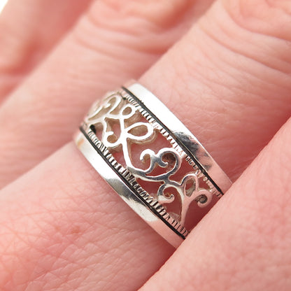 Charles Winston 925 Sterling Silver Vintage Swirl Oxidized Band Ring Size 9