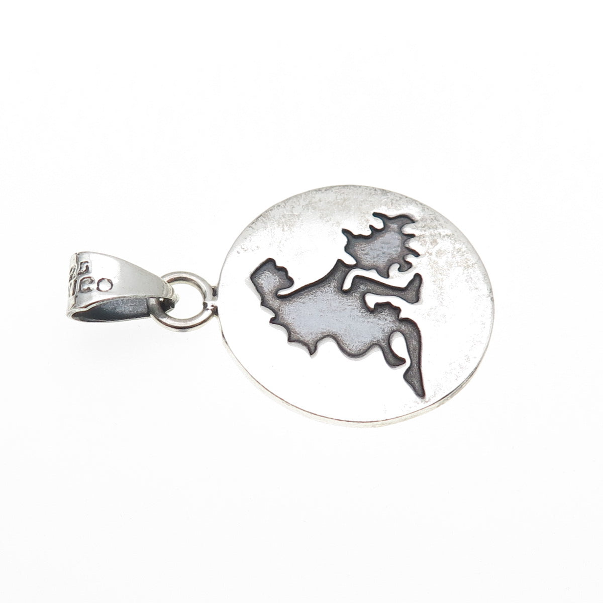 925 Sterling Silver Vintage Mexico Human & Dog Oxidized Charm Pendant