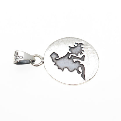 925 Sterling Silver Vintage Mexico Human & Dog Oxidized Charm Pendant