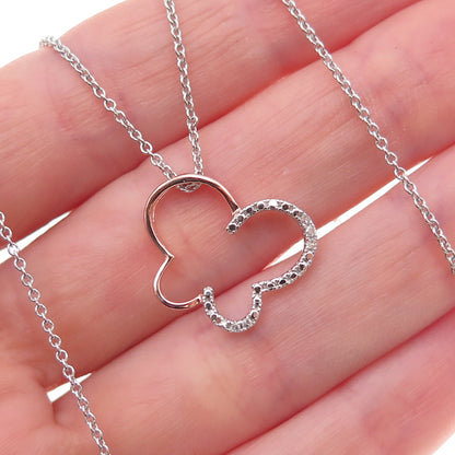 Heng Ngai 925 Sterling Silver 2-Tone Real Diamond Butterfly Chain Necklace 18"
