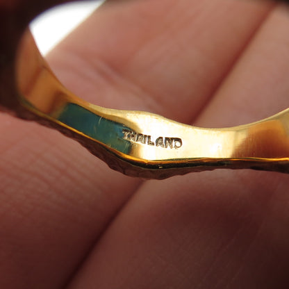 925 Sterling Silver Gold Plated Faux Turquoise Statement Ring Size 8