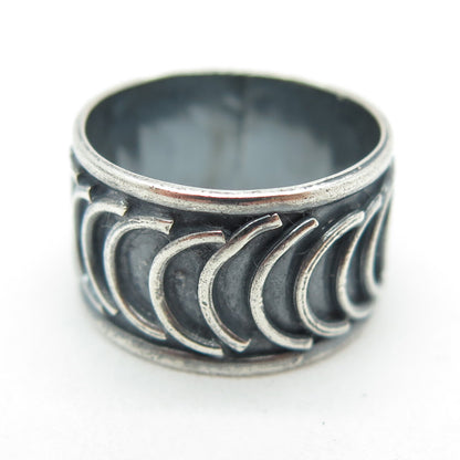 925 Sterling Silver Vintage Mexico Rolo Link Band Oxidized Ring Size 4.5