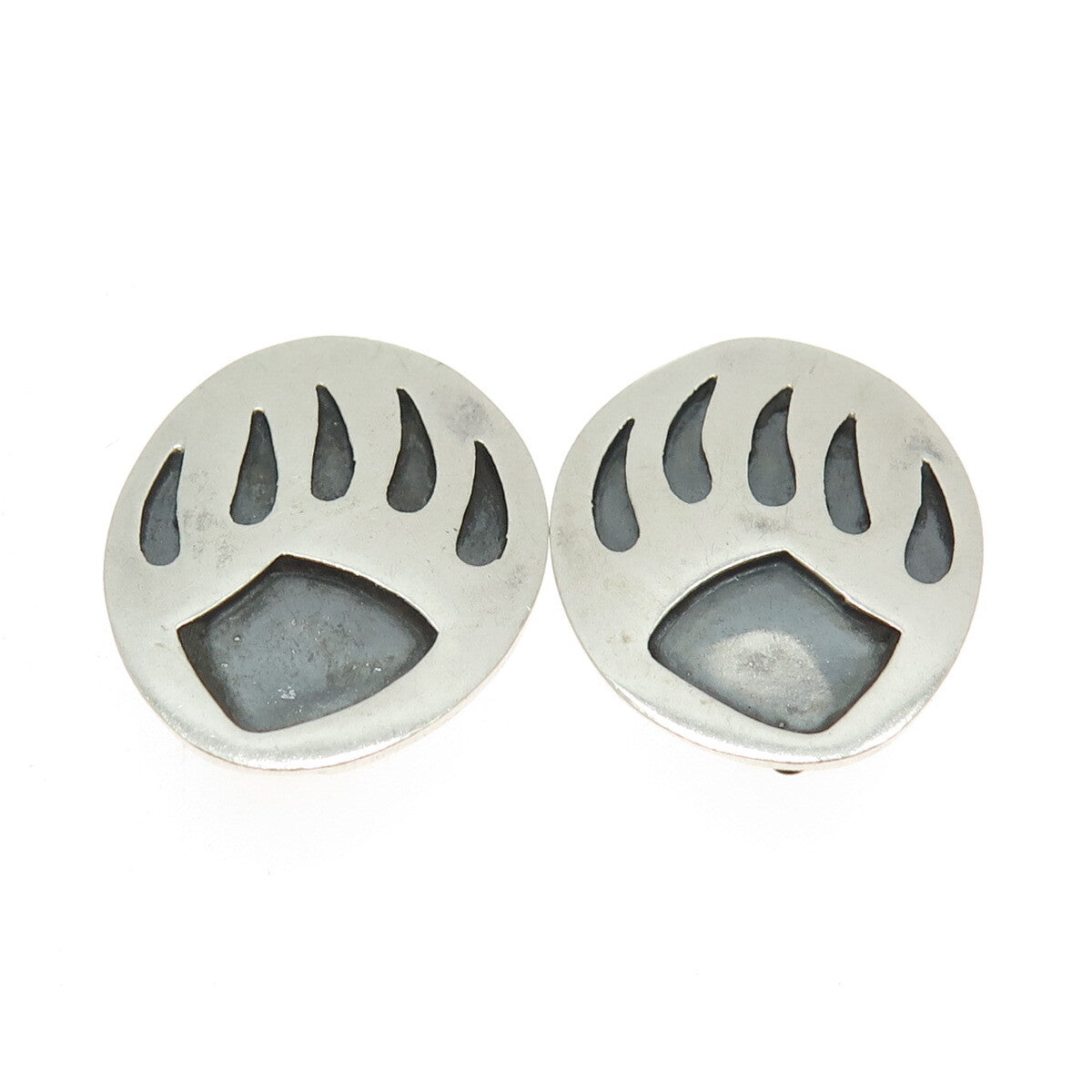 925 Sterling Silver Vintage Mexico Bear Paw Clip On Earrings