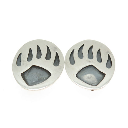 925 Sterling Silver Vintage Mexico Bear Paw Clip On Earrings