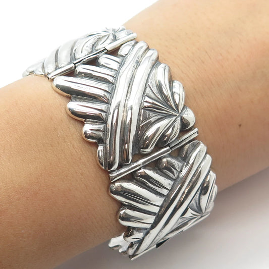 925 Sterling Silver Vintage Mexico Doris Corpus Artisans Panel Link Bracelet 6.5