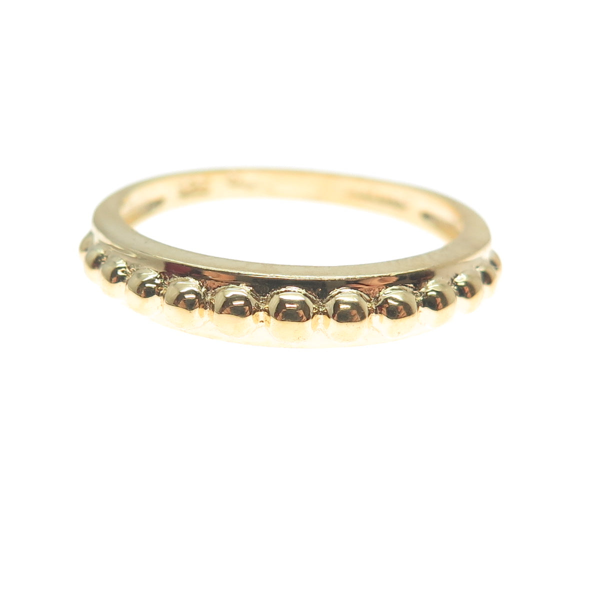 925 Sterling Silver Gold Plated Beaded Ring Size 7.25