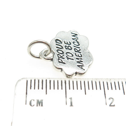 925 Sterling Silver Vintage "Proud To Be American" Charm Pendant