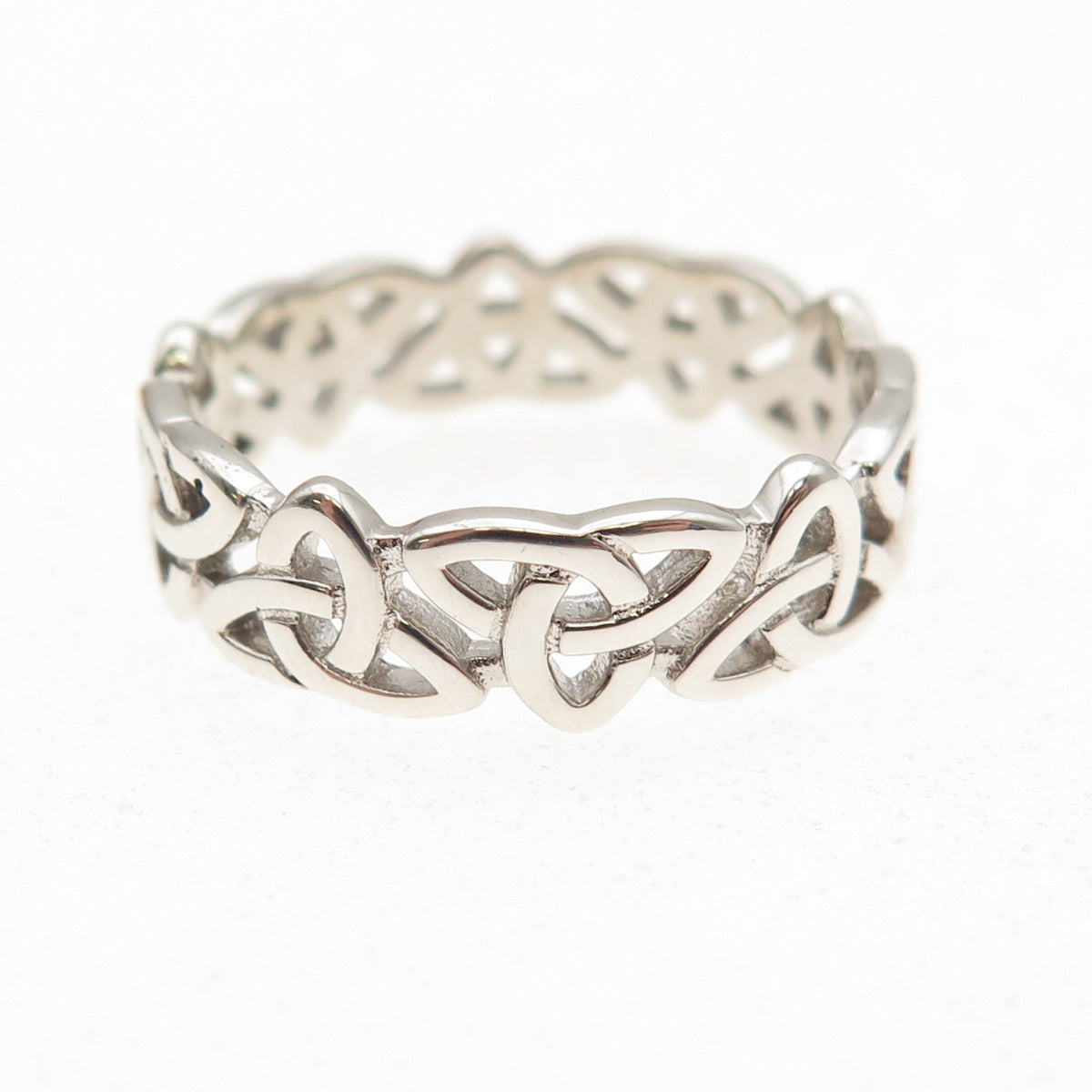 925 Sterling Silver Vintage Celtic Trinity Knot Band Ring Size 10.25