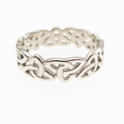 925 Sterling Silver Vintage Celtic Trinity Knot Band Ring Size 10.25