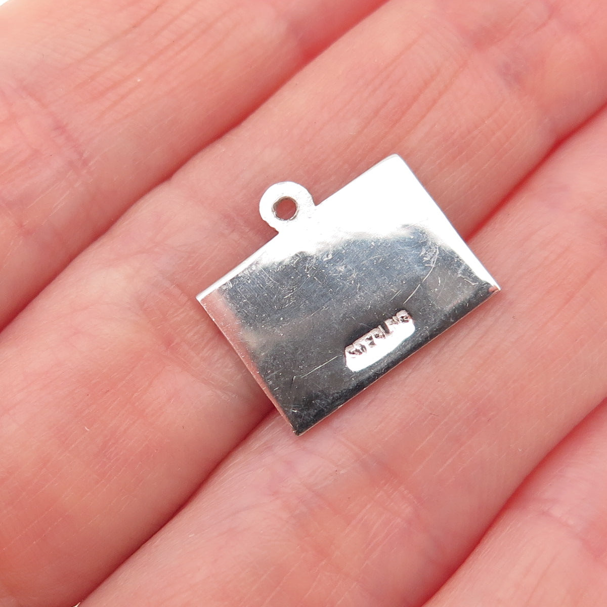 925 Sterling Vintage Enamel Western Postal Happy Birthday Mini Charm Pendant