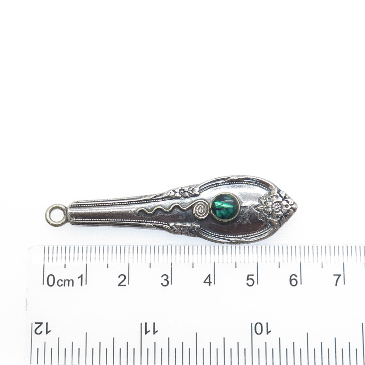 925 Sterling Silver Antique 1948 Real Abalone Shell Remembrance Pendant