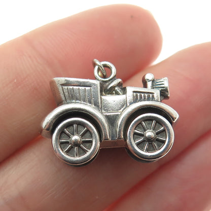 925 Sterling Silver Vintage Retro Car 3D Pendant