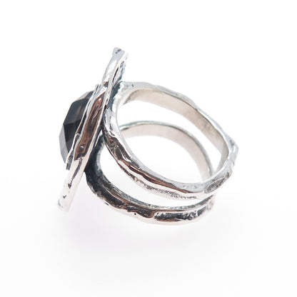 GOLAN GOLDEX Sterling Silver Vintage Real Smoky Quartz Oxidized Ring Size 5.75