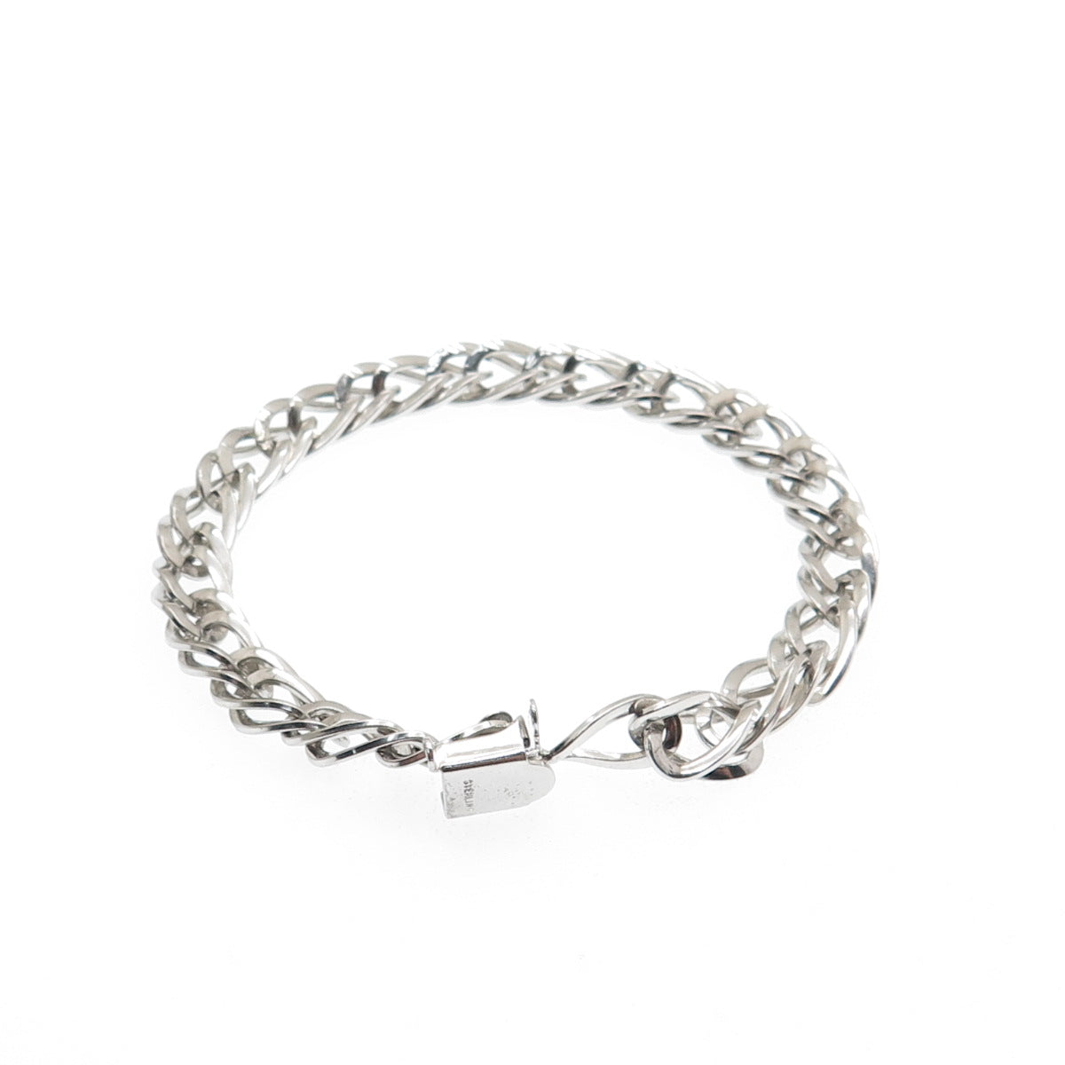 925 Sterling Silver Antique Art Deco Double Curb Link Bracelet 6.75"
