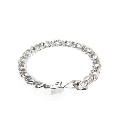 925 Sterling Silver Antique Art Deco Double Curb Link Bracelet 6.75"