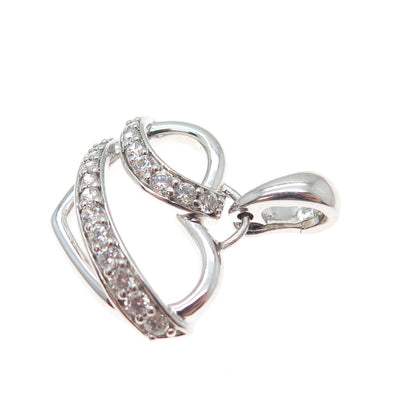 925 Sterling Silver Round-Cut C Z Heart Charm Pendant