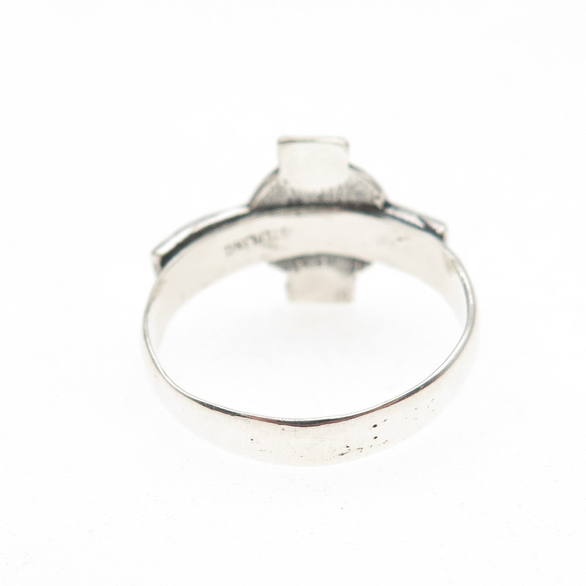 925 Sterling Silver Vintage Celtic Cross Oxidized Ring Size 8
