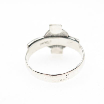 925 Sterling Silver Vintage Celtic Cross Oxidized Ring Size 8