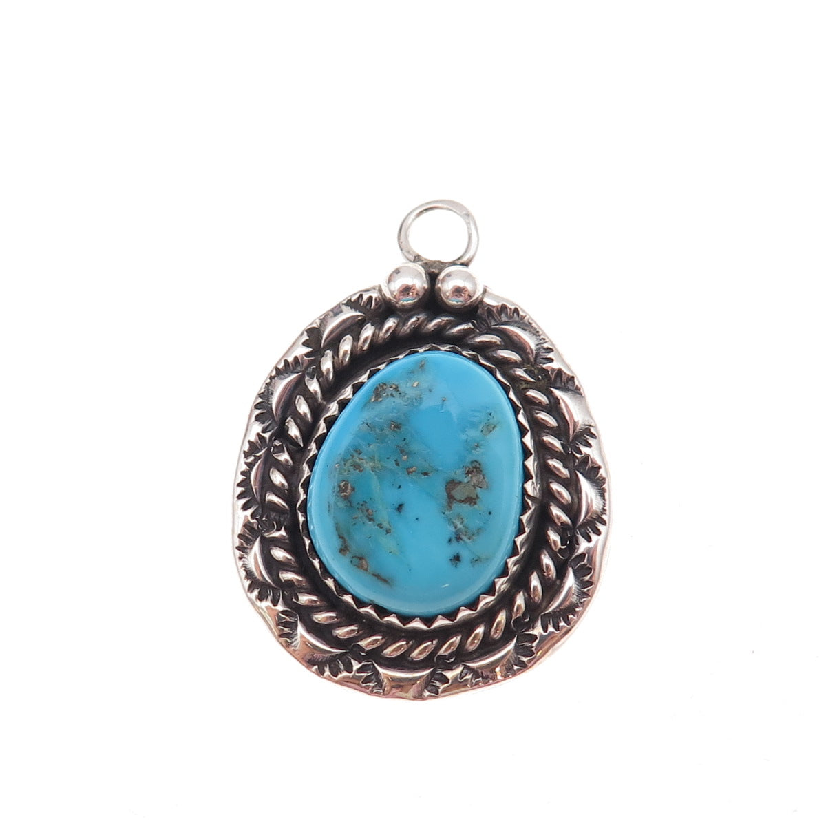 Lorencita Garcia Old Pawn 925 Sterling Silver Vintage Turquoise Charm Pendant