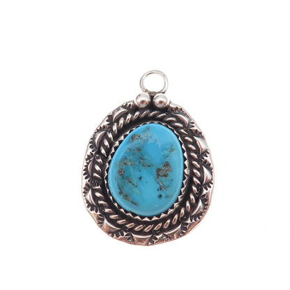 Lorencita Garcia Old Pawn 925 Sterling Silver Vintage Turquoise Charm Pendant