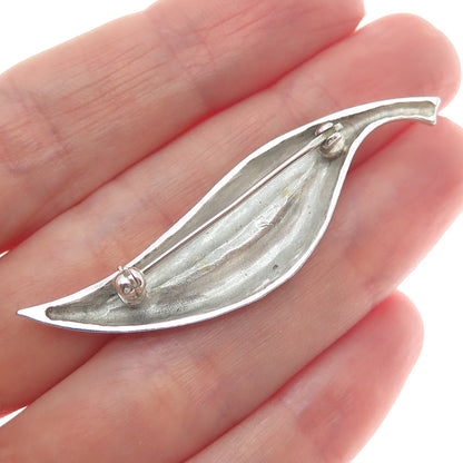 14K Yellow Gold & 925 Sterling Silver Vintage Modernist Petal Pin Brooch