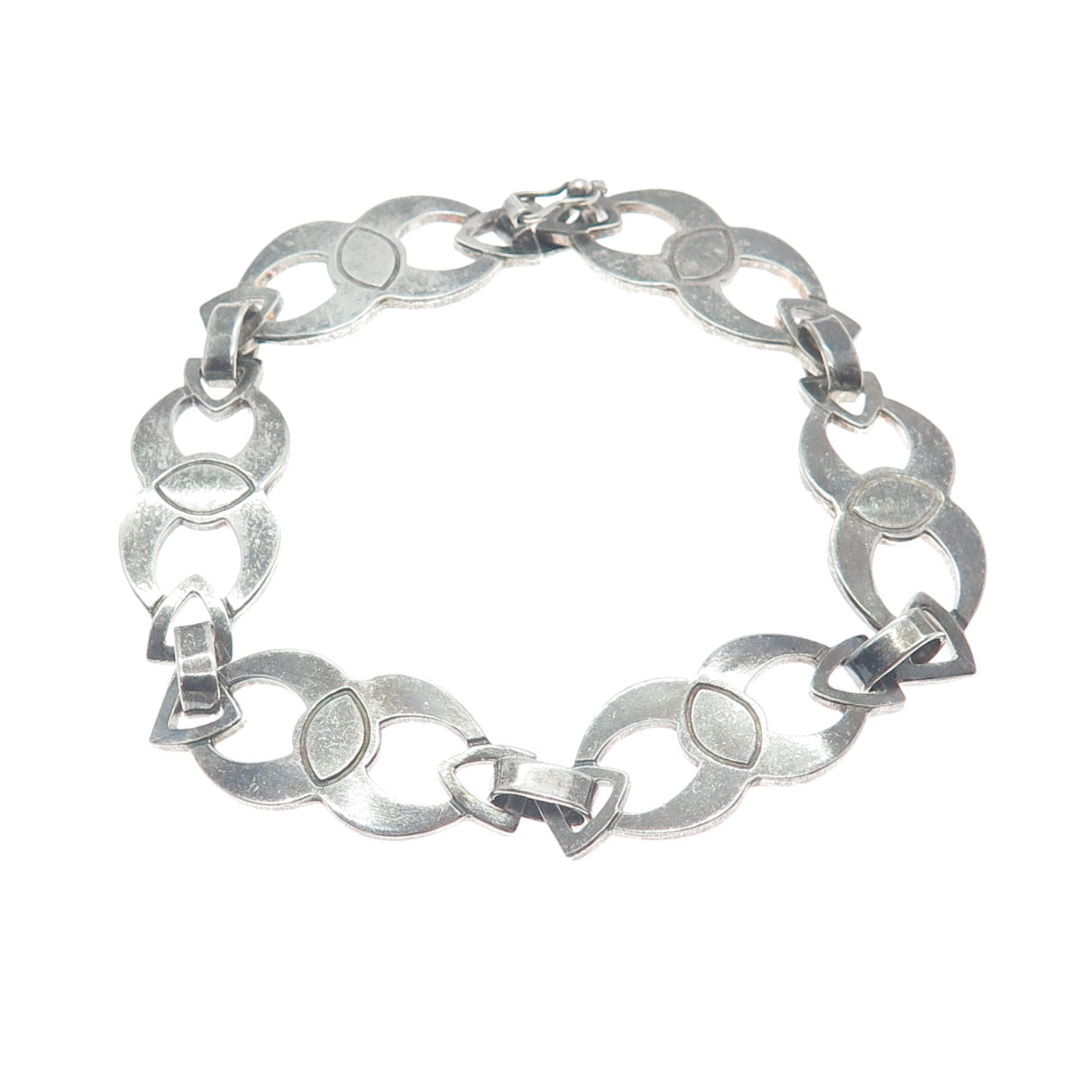 ORBE 925 Sterling Silver Vintage Italy Modernist Infinity Link Bracelet 7.25"