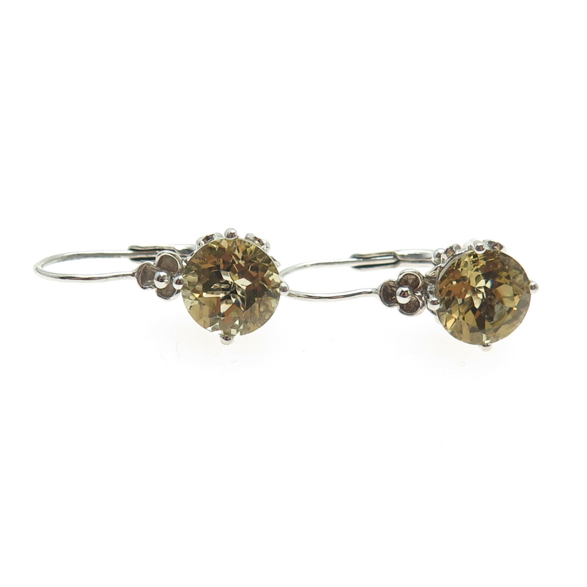 MICHELLE ALBALA 925 Sterling Silver Vintage Real Citrine Gemstone Earrings