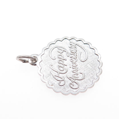 LAMODE 925 Sterling Silver Vintage Happy Anniversary Charm Pendant