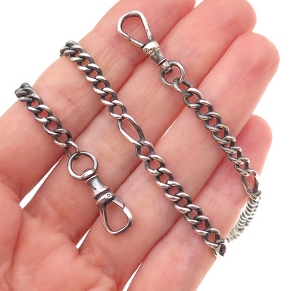 800 Silver Antique Art Deco Austrian Pocket Watch Chain 20"