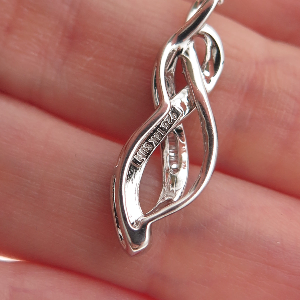 Sun 925 Sterling Silver 14K Gold Real Diamond Infinity Cable Chain Necklace 18"