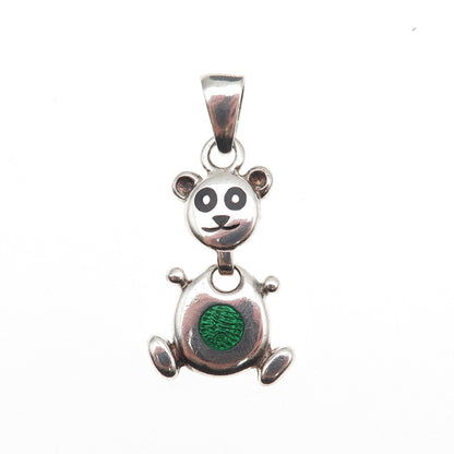 925 Sterling Silver Vintage Enamel Panda Dangle Charm Pendant