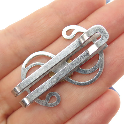 925 Sterling 2-Tone Antique Art Deco Enamel Rotary Intl. Dollar Sign Money Clip