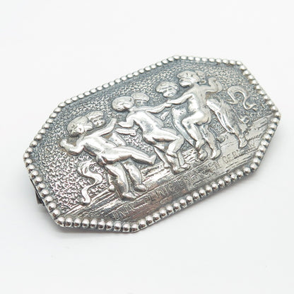 800 Silver Vintage Germany Dancing Children Pin Brooch