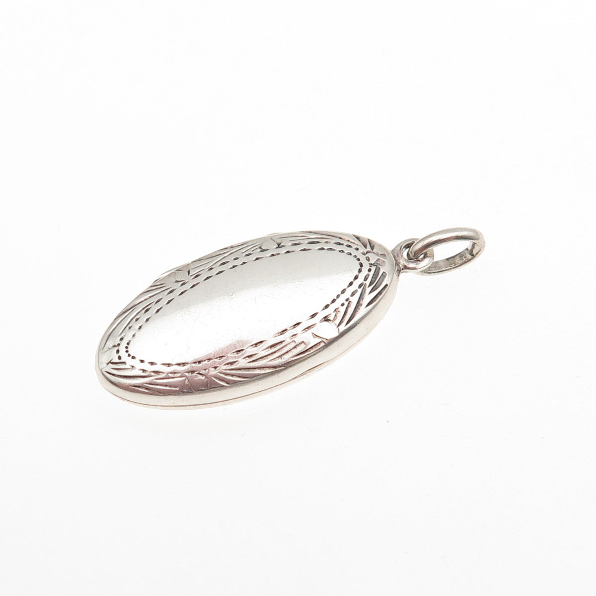 925 Sterling Silver Vintage Engraved Oval Locket Charm Pendant