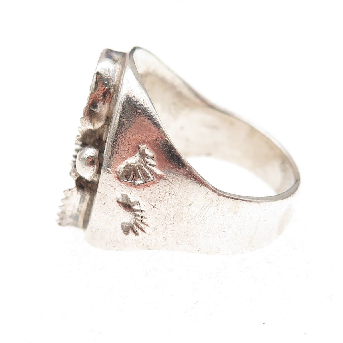 Rex Abeita Navajo Old Pawn 925 Sterling Vintage Ring Size 10.75 (missing stones)
