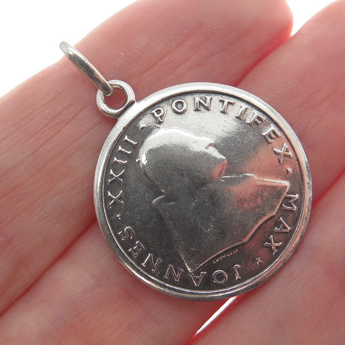 UNOAERRE 800 Silver Vintage Italy Pope John XXIII Minimalist Charm Pendant