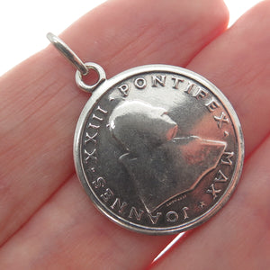 UNOAERRE 800 Silver Vintage Italy Pope John XXIII Minimalist Charm Pendant