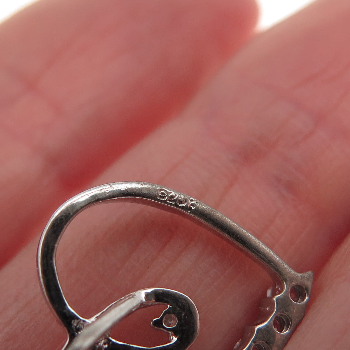 925 Sterling Silver Real Round-Cut Diamond & C Z Heart Mini Slide Charm Pendant