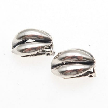 Danecraft 925 Sterling Silver Vintage Modernist Oxidized Clip On Earrings