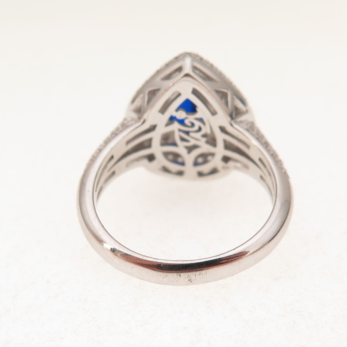 Yagi 925 Sterling Silver Lab-Created White Sapphire & Blue C Z Ring Size 7