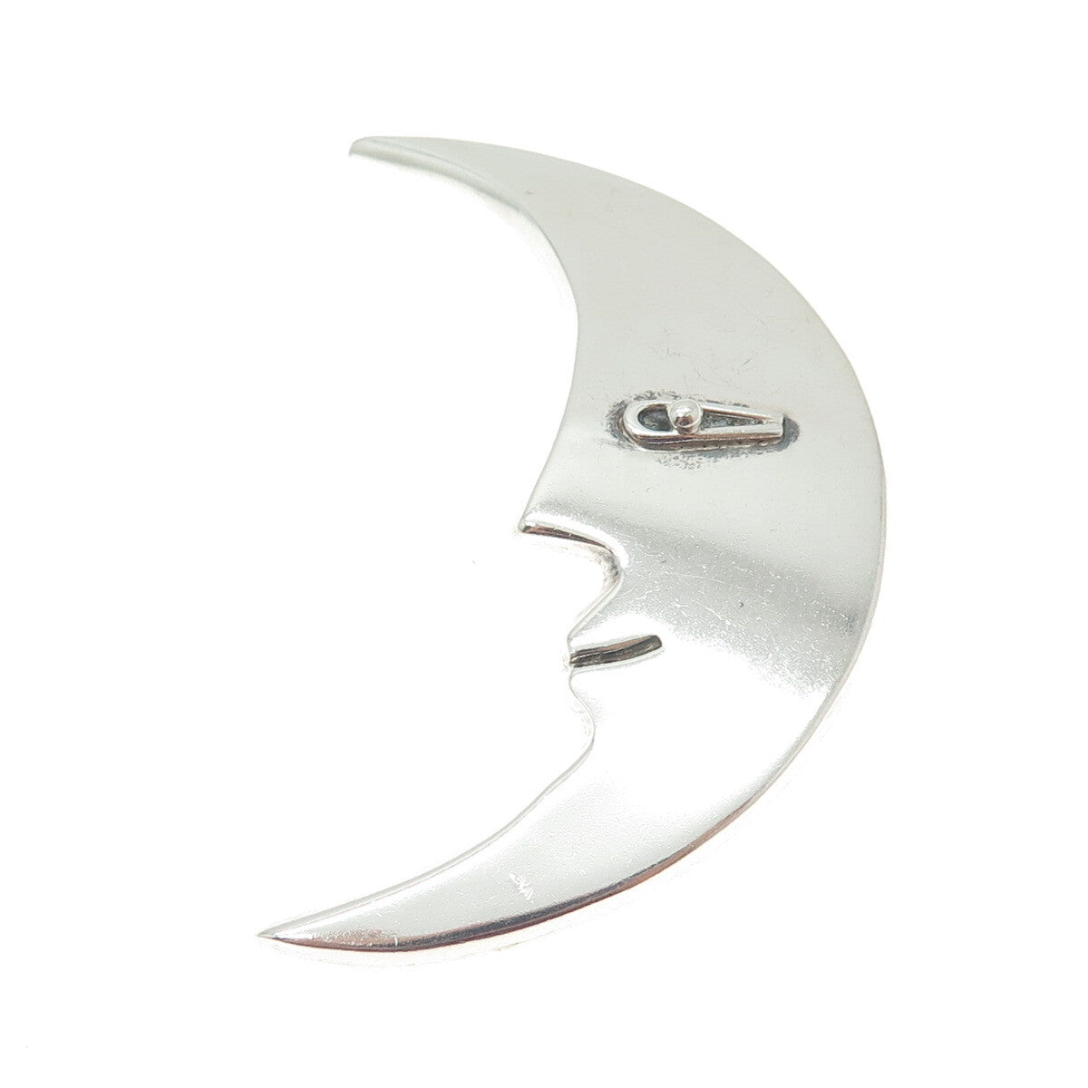 925 Sterling Silver Vintage Mexico Crescent Man in the Moon Pin Brooch