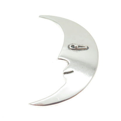 925 Sterling Silver Vintage Mexico Crescent Man in the Moon Pin Brooch