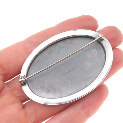 Burkhardt 925 Sterling Silver Antique Art Deco Engraved Floral Pin Brooch