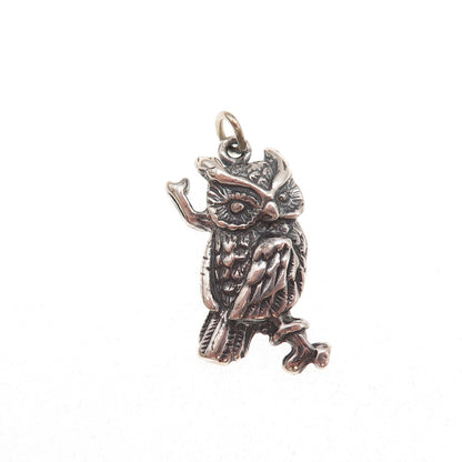 Shube 925 Sterling Silver Vintage Wise Owl Oxidized Charm Pendant