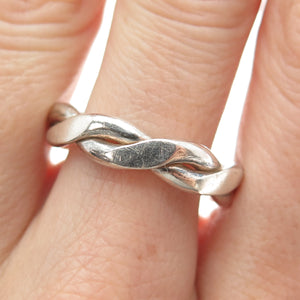 925 Sterling Silver Vintage Woven Band Ring Size 9.25