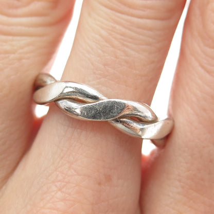 925 Sterling Silver Vintage Woven Band Ring Size 9.25