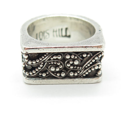 LOIS HILL 925 Sterling Silver Vintage Granulated Scroll Oxidized Ring Size 7.5