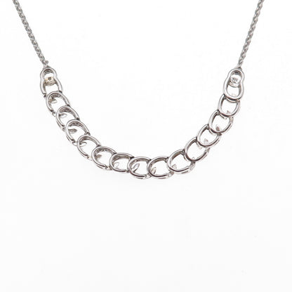 925 Sterling Silver Real Diamond Curb & Spiga Chain Necklace 20"