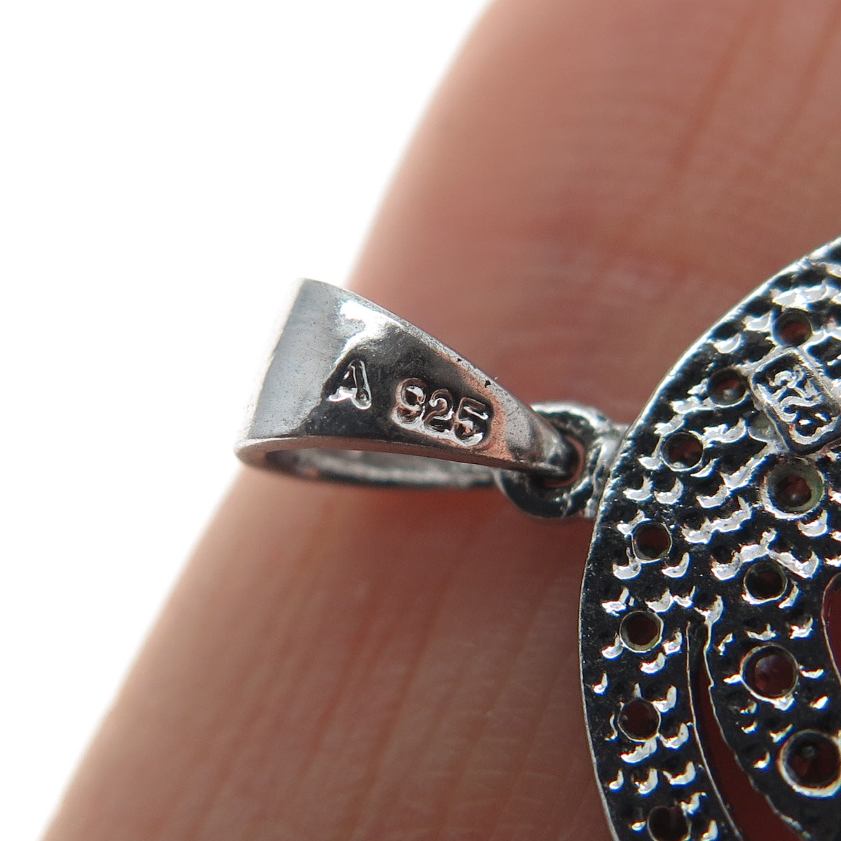925 Sterling Silver Vintage Rhinestone Double Circle of Life Charm Pendant