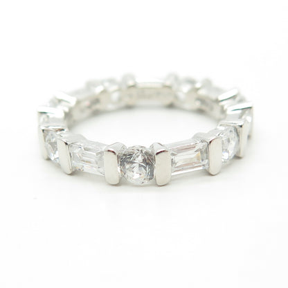 925 Sterling Silver NF Chapal-Zenray C Z All Around Eternity Band Ring Size 6.25